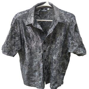 Mod Vintage Positano Shirt Mens Large Silver Button Up Disco shirt